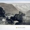 Gravure originale château de Chillon (35 cm x 25 cm)
