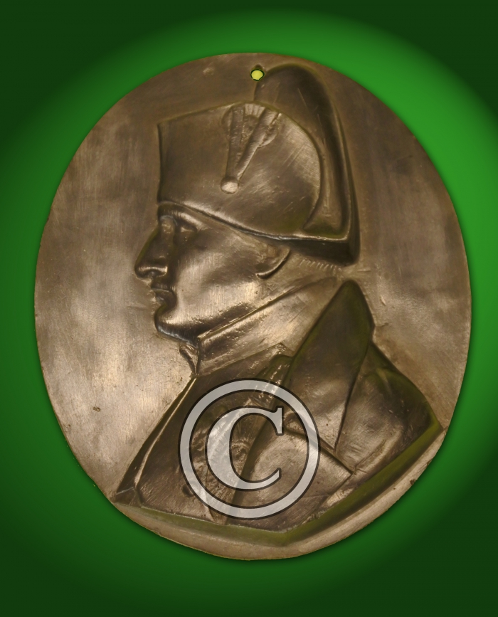 Plaque de bronze à l'éfigie de Napoléon Ier (13 cm x 9 cm)